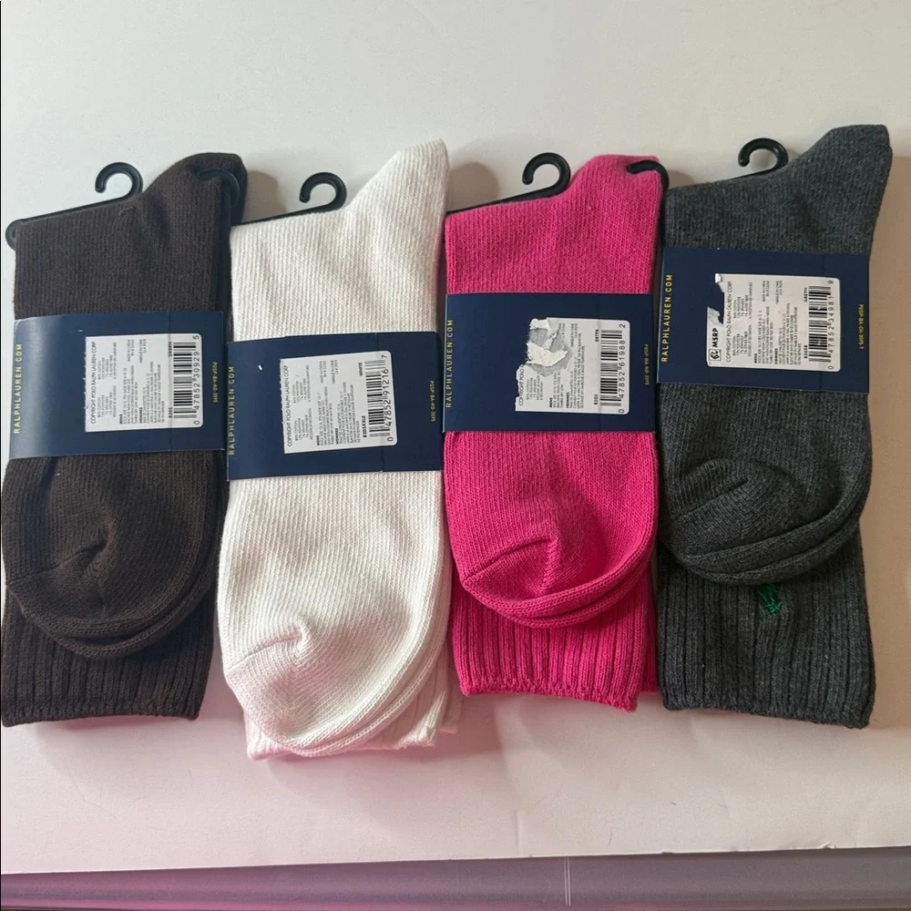 Polo Ralph Lauren Classic Cotton Crew Socks 4 Pairs Large